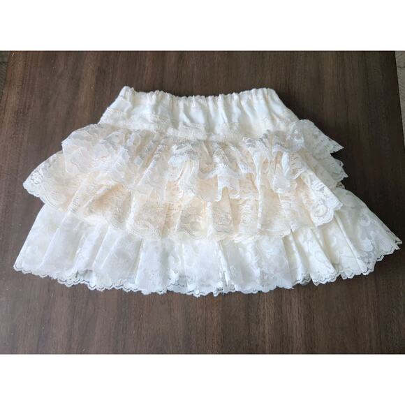 Baby Bonbons French Vintage Inspired Girl's Layered Lace Ivory Tutu Skirt OS - Picture 2 of 6